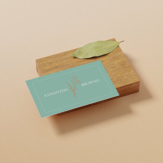 Elegant Beige Green Framed Florist Visitekaartje