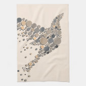 Elegant Beige & Grey Artistic Bird Design Theedoek (Verticaal)