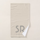 Elegant beige grijze monogram bad handdoek (Handdoek)