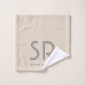 Elegant beige grijze monogram bad handdoek (Wasdoekje)