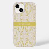 Elegant Beige Groen Bloemen Gepersonaliseerd Case-Mate iPhone Case (Achterkant)