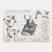 Elegant  Beige Herten Wildflower Script Inpakpapier Vel (Voorkant 2)
