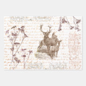 Elegant  Beige Herten Wildflower Script Inpakpapier Vel (Voorkant 2)