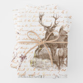 Elegant  Beige Herten Wildflower Script Inpakpapier Vel (In situ)