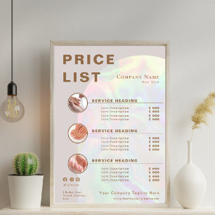 Elegant Beige Holographic Aura Arch Prijslijst Poster