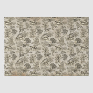 Elegant  Beige Horse Toile Kraft Tissuepapier