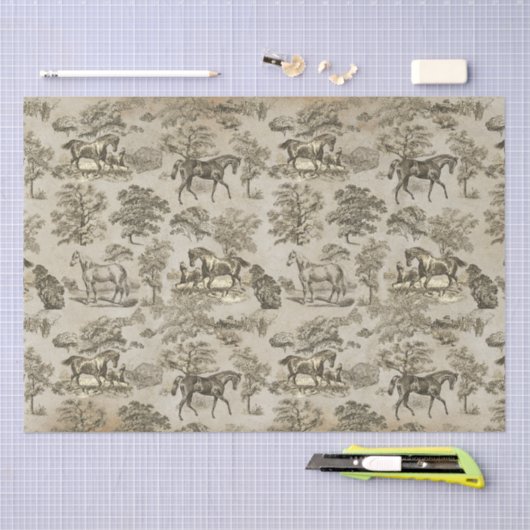 Elegant  Beige Horse Toile Kraft Tissuepapier (Craft)