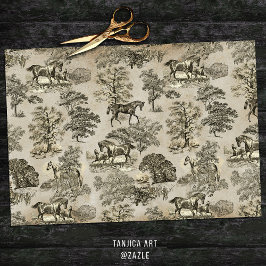 Elegant  Beige Horse Toile Kraft Tissuepapier