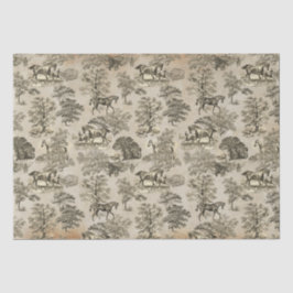 Elegant Beige Horse Toile Kraft Tissuepapier