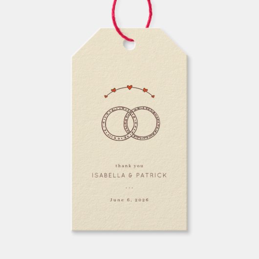 Elegant Beige Interlocking Rings Cadeaulabel (Voorkant)