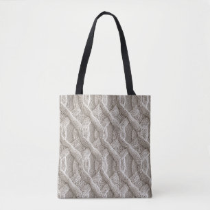 Elegant Beige Kabelbrei Patroon Tote Bag