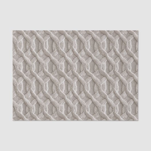 Elegant beige kabelgebreid patroon tissuepapier (Voorkant)
