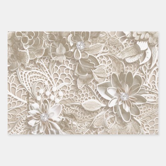 Elegant beige kant met diamant inpakpapier vel (Voorkant)