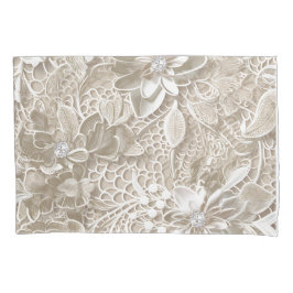 Elegant beige kant met diamant kussensloop