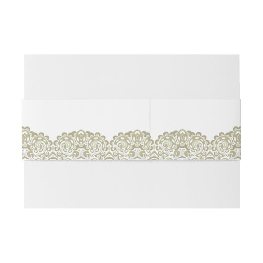 Elegant Beige kant Uitnodigingen Wikkel (Achterkant Voorbeeld)