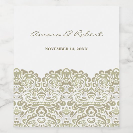 Elegant Beige kant Wijn Etiket (Enkel label)