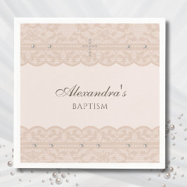 Elegant Beige Kruis Doop Christelijke Doop Servet