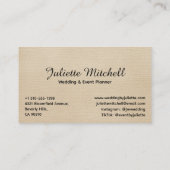 Elegant Beige Linen Event & Wedding Planner Card Visitekaartje (Achterkant)