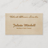 Elegant Beige Linen Event & Wedding Planner Card Visitekaartje (Voorkant)