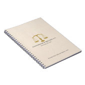 Elegant Beige Linen Gold Justice Scale Notitieboek (Rechterzijde)