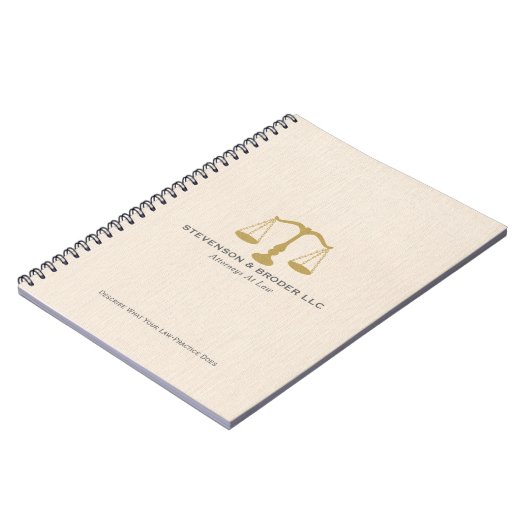 Elegant Beige Linen Gold Justice Scale Notitieboek (Linkerzijde)