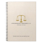 Elegant Beige Linen Gold Justice Scale Notitieboek (Voorkant)