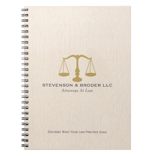 Elegant Beige Linen Gold Justice Scale Notitieboek (Voorkant)