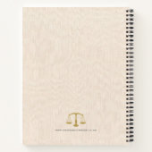 Elegant Beige Linen Gold Justice Scale Notitieboek (Achterkant)