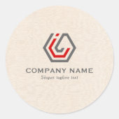 Elegant Beige Linen & standaard in logo Ronde Sticker (Voorkant)