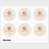 Elegant Beige Linen & standaard in logo Ronde Sticker (Vel)