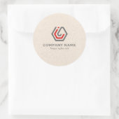 Elegant Beige Linen & standaard in logo Ronde Sticker (Tas)