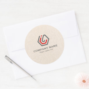 Elegant Beige Linen & standaard in logo Ronde Sticker