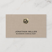 Elegant Beige Linnen Print Visitekaartje (Voorkant)