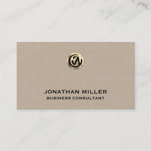 Elegant Beige Linnen Print Visitekaartje (Voorkant)