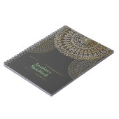 Elegant Beige Mandala Gepersonaliseerde naam donke Notitieboek (Linkerzijde)