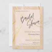 Elegant Beige Marble Gold Bridal Shower-uitnodigin Kaart (Voorkant)