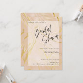 Elegant Beige Marble Gold Bridal Shower-uitnodigin Kaart (Voorkant / Achterkant in situ)