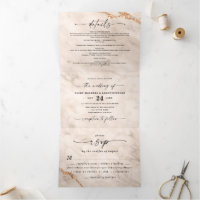 Elegant Beige Marmer met Gold Foil Wedding