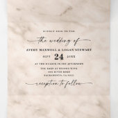 Elegant Beige Marmer met Gold Foil Wedding Drieluik Uitnodiging (Binnenkant midden)