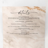 Elegant Beige Marmer met Gold Foil Wedding Drieluik Uitnodiging (Binnenzijde eerst)