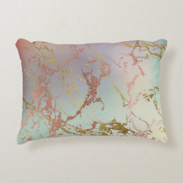 Elegant Beige Marmer | Mint Sage Green Roos Gold Accent Kussen