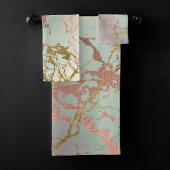 Elegant Beige Marmer | Mint Sage Green Roos Gold Bad Handdoek