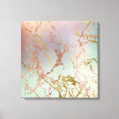 Elegant Beige Marmer | Mint Sage Green Roos Gold Canvas Afdruk (Voorkant)