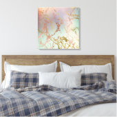 Elegant Beige Marmer | Mint Sage Green Roos Gold Canvas Afdruk (Insitu (Slaapkamer))