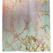 Elegant Beige Marmer | Mint Sage Green Roos Gold Douchegordijn (Voorkant)