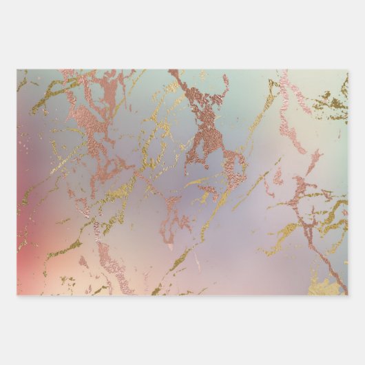 Elegant Beige Marmer | Mint Sage Green Roos Gold Inpakpapier Vel (Voorkant 2)