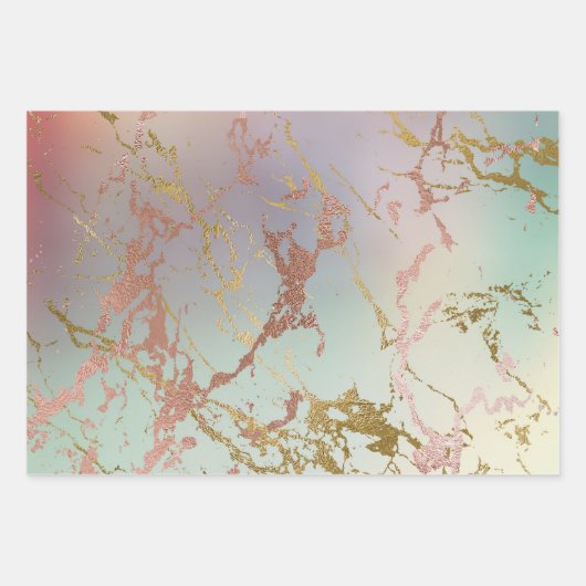 Elegant Beige Marmer | Mint Sage Green Roos Gold Inpakpapier Vel (Voorkant)