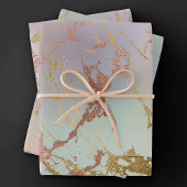 Elegant Beige Marmer | Mint Sage Green Roos Gold Inpakpapier Vel