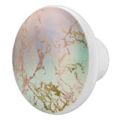 Elegant Beige Marmer | Mint Sage Green Roos Gold Keramische Knop (Rechts)