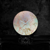 Elegant Beige Marmer | Mint Sage Green Roos Gold Ronde Klok